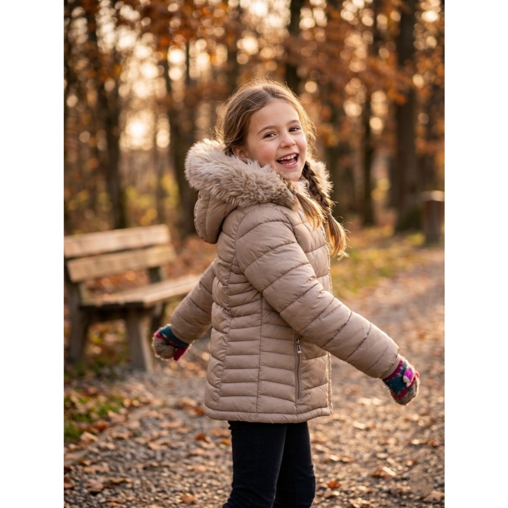 Jaqueta Infantil Juvenil Menina Puffer Bobojaco Forrada Pelinho Capuz Removível