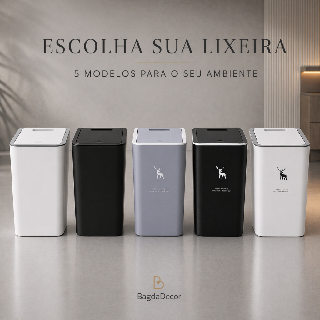 ✅ Lixeira 15L com Tampa CLICK 🔝 Ideal para Banheiro, Quarto ou Escritório | Envio Rápido