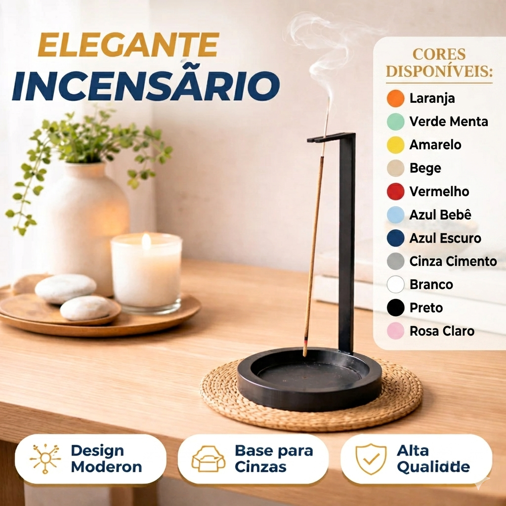 Porta Incenso Incensário Invertido Preto Suporte Para Incenso Vareta Moderno Meditação