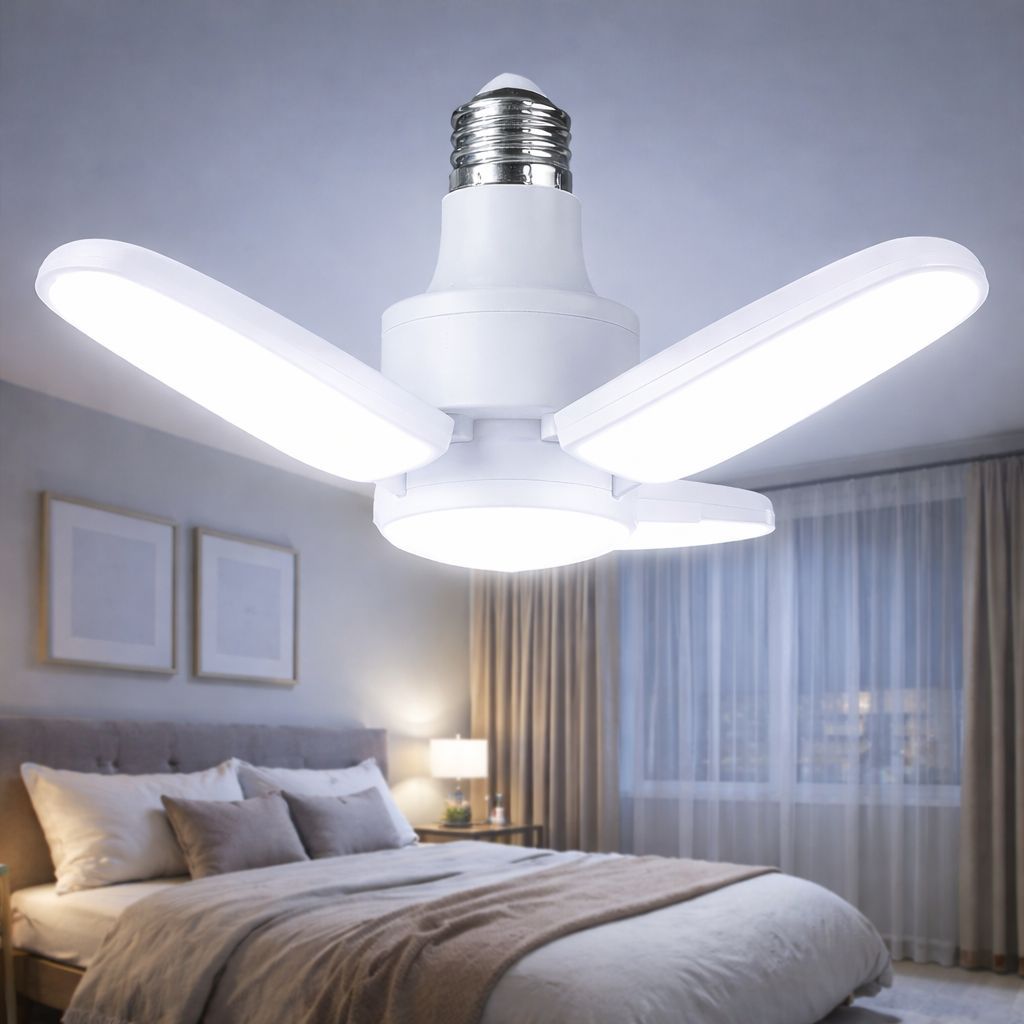 Lâmpada LED Dobrável E27 28W Bivolt Branco frio ou quente Hastes Ajustáveis (Ajuste de Ângulo)