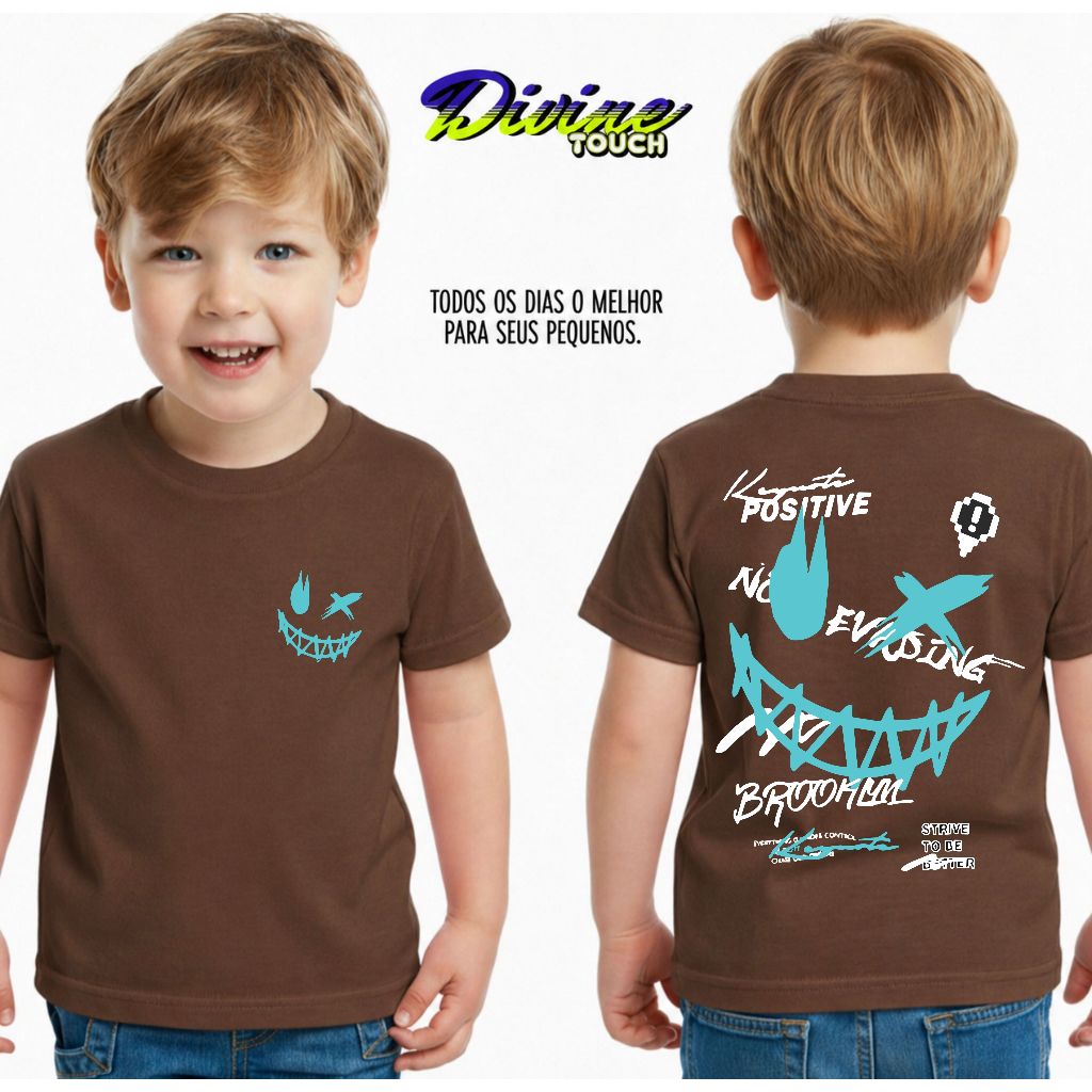 Camiseta Infantil Streetwear Malha 30.1 100% Algodão Camisa Estilosa Juvenil