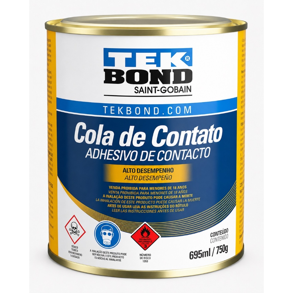 Cola de Contato Tekbond 750g Ideal para Couro, Borracha, EVA, Courvim, Fitas Borda e MDF