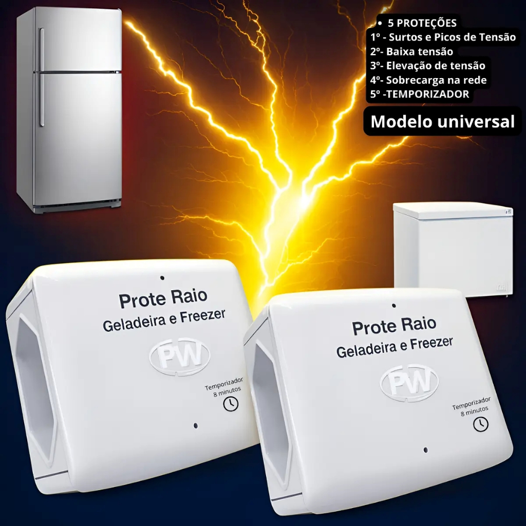 Kit 2 Protetor De Raio alta e baixa tensão (oscilações de energia) Para Geladeira E Freezer 127v