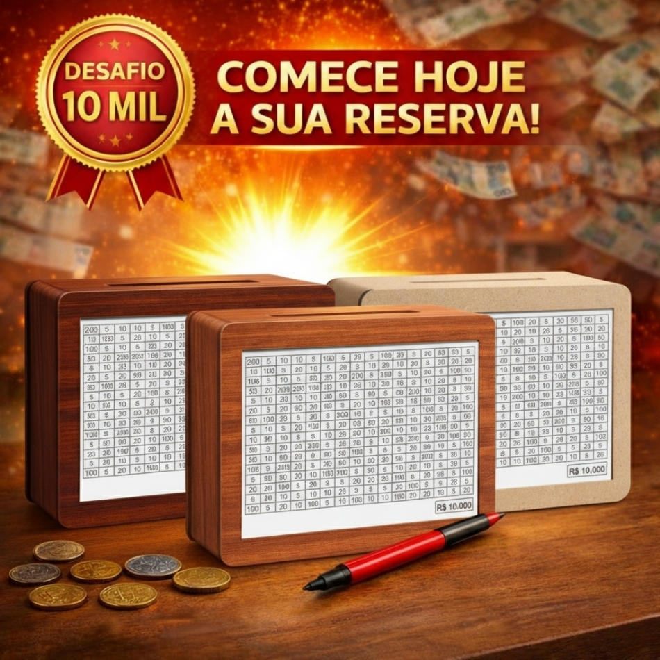 Cofre Desafio Método Japonês 1000 5000 10000 Caixa Dinheiro Madeira Poupança Mdf