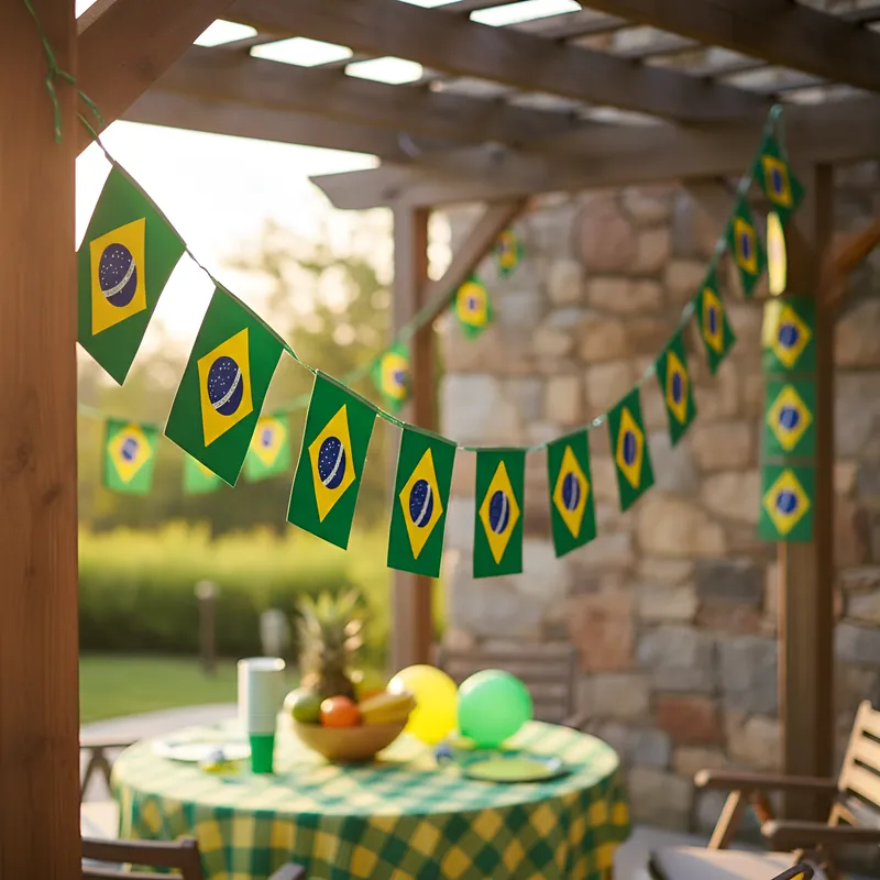 Kit Varal Bandeira Brasil Tecido Copa Mundo C/320 28x20cm Bandeirinhas pendurar Decoração