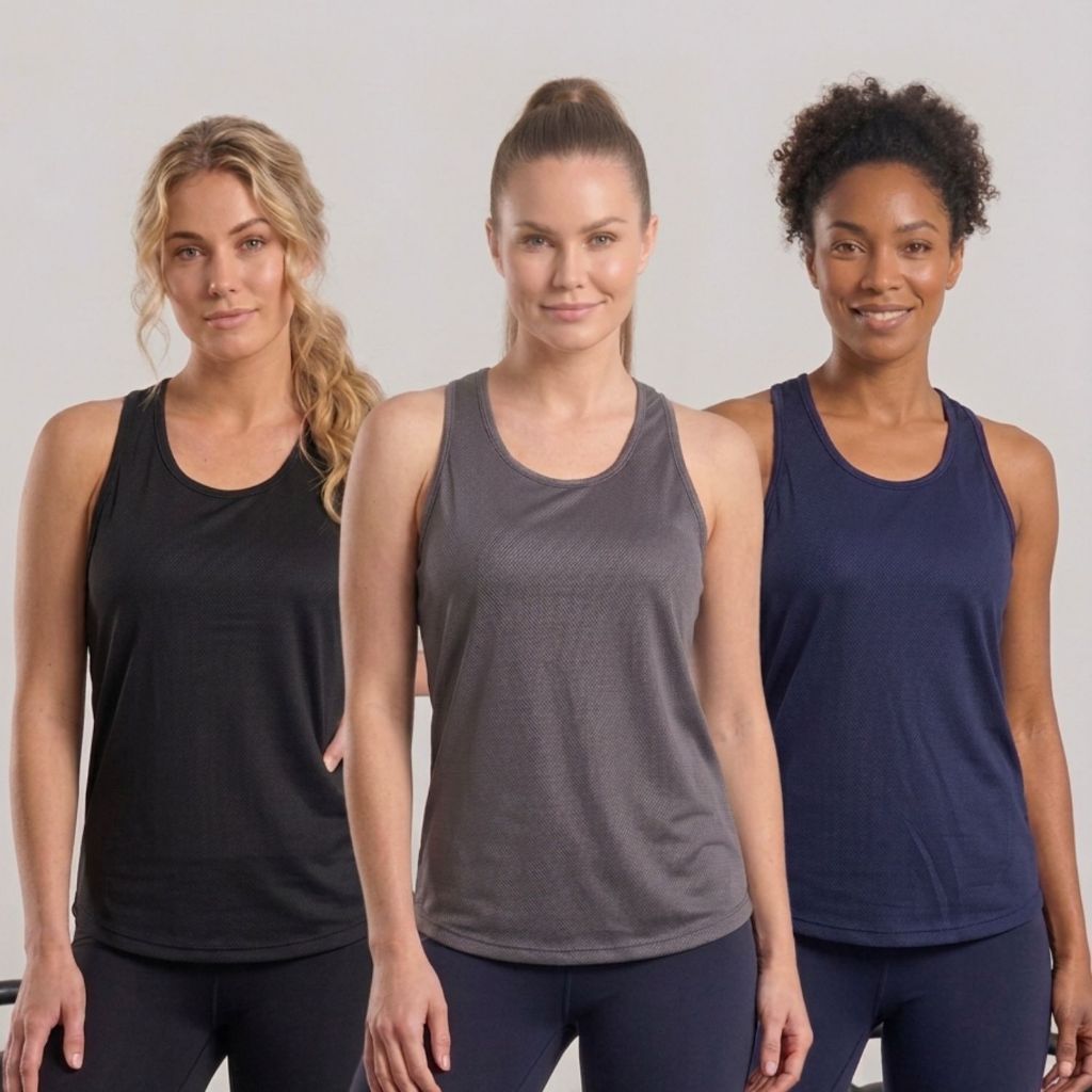 Kit 3 Regata Dry Fit Feminina Academia Costas Nadador Confortável Esportiva Poliester Lisa
