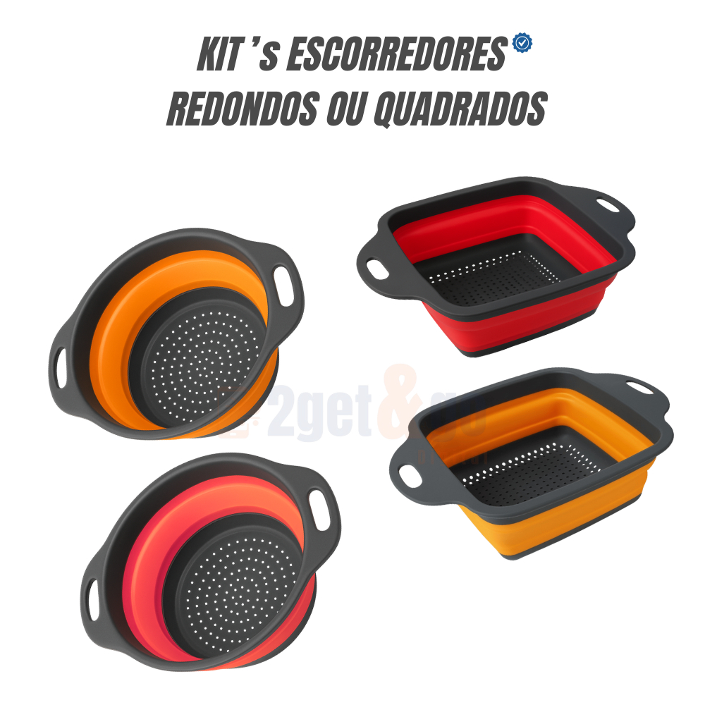 Escorredor Alimento Silicone Dobrável Retrátil Arroz Macarrão Salada Fruta 24CM