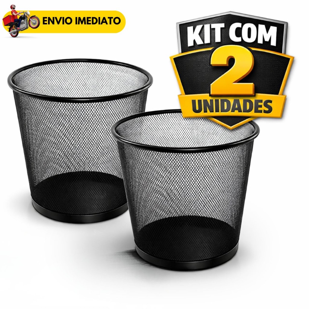 Lixeira Tela Metal Escritório 10 Litros Cesto de Lixo Aramado Resistente Casa Quarto Cozinha Telada