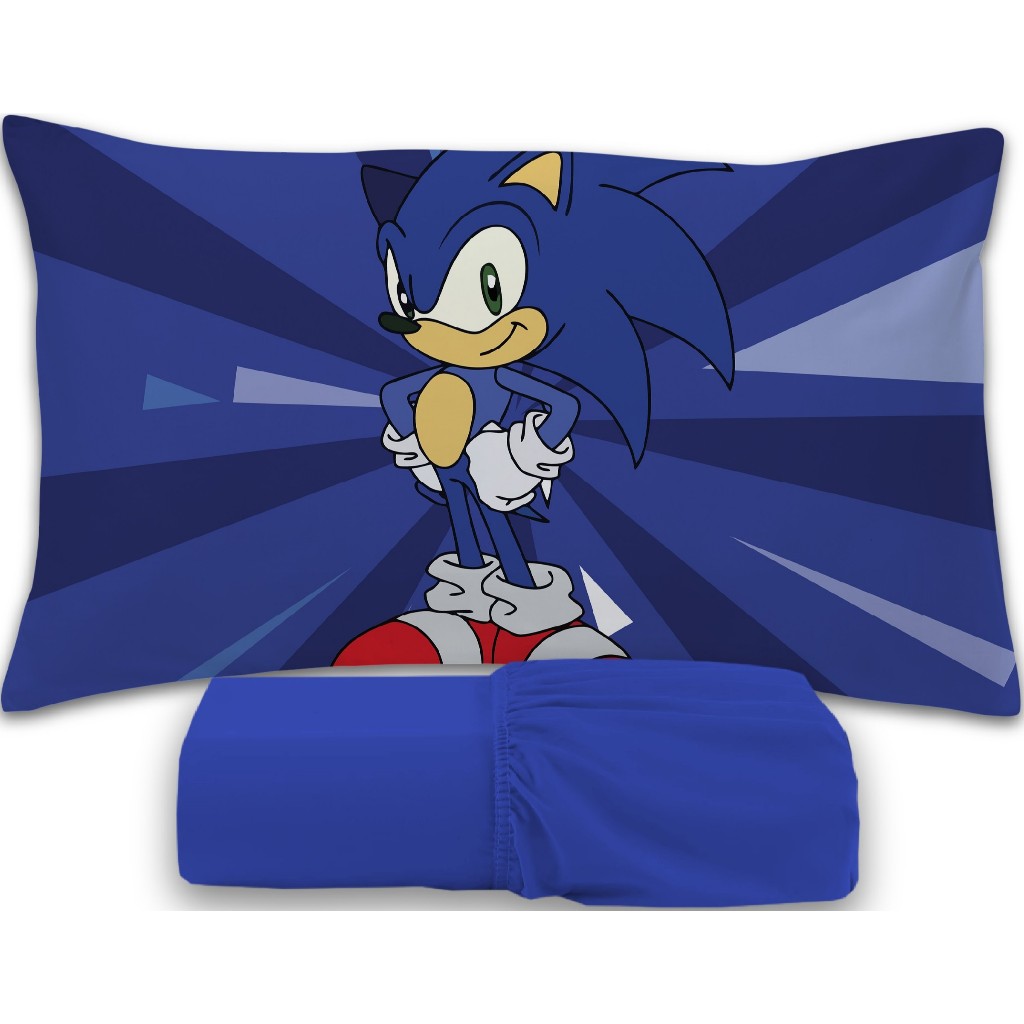 Jogo De Lençol 2 peças Infantil Temático De Personagens - Sonic