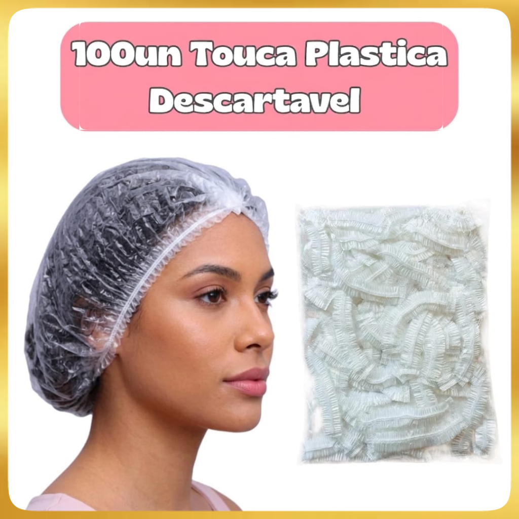 Kit 100UN Touca PLASTICA Santa Clara Descartável Amaciamento/Banho Salão de Beleza Spa Estética Clinica