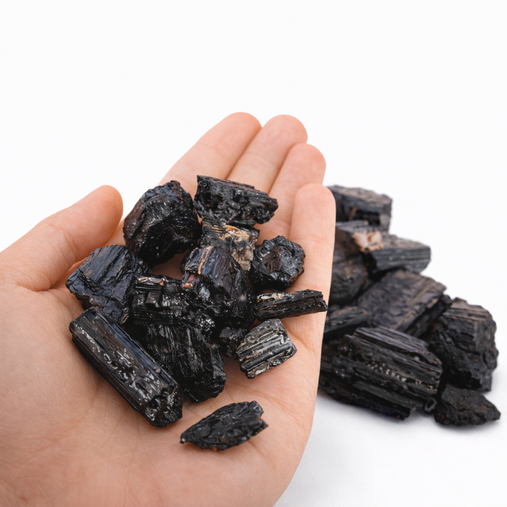 Turmalina Negra Rolada Pedra Natural Proteção Contra Inveja Mau Olhado Energia Negativa Limpeza Energética Amuleto