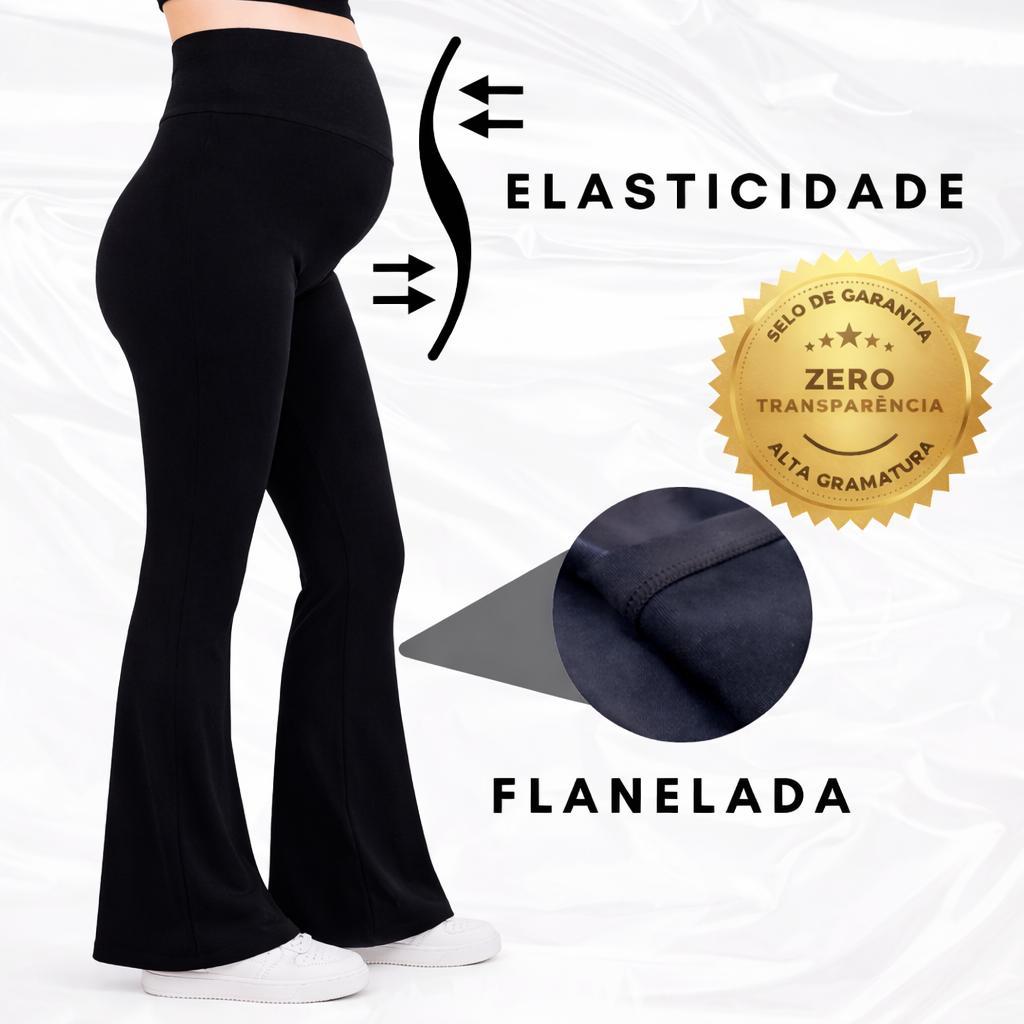 Calça Flanelada Flare Inverno Gravidez Conforto Alta Sustentação