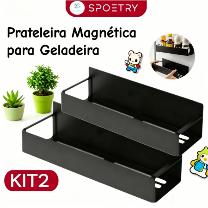 KIT2 Prateleira Organizador Magnética Ímã Forte para Geladeira Cozinha Máquina de Lavar Temperos  