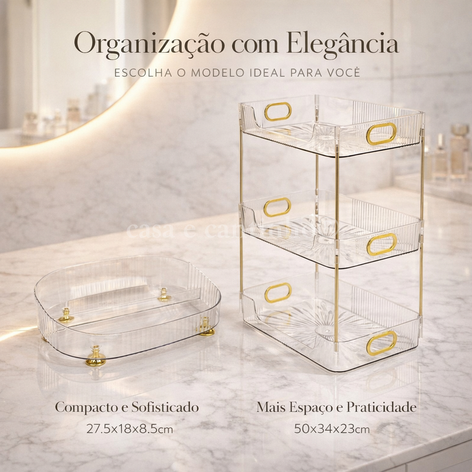Organizador de Acrílico Porta Maquiagem Multiuso Porta Batom Cosméticos Transparente com Divisórias