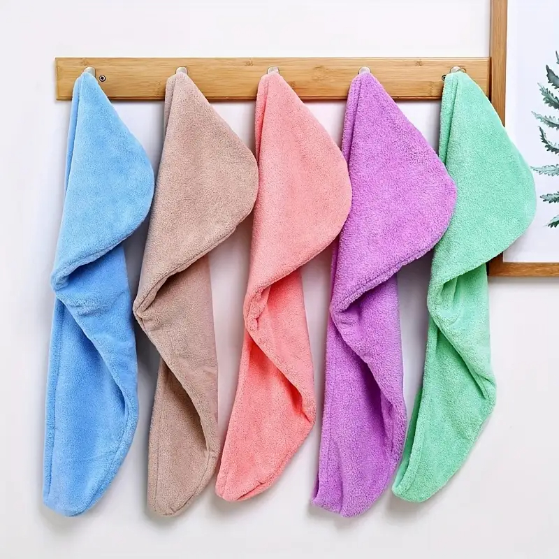 2 Unidade Toalha Grossa Mágica Para Cabelo Secar Rápido Touca Banho Microfibras Várias Cores Casa Promoção