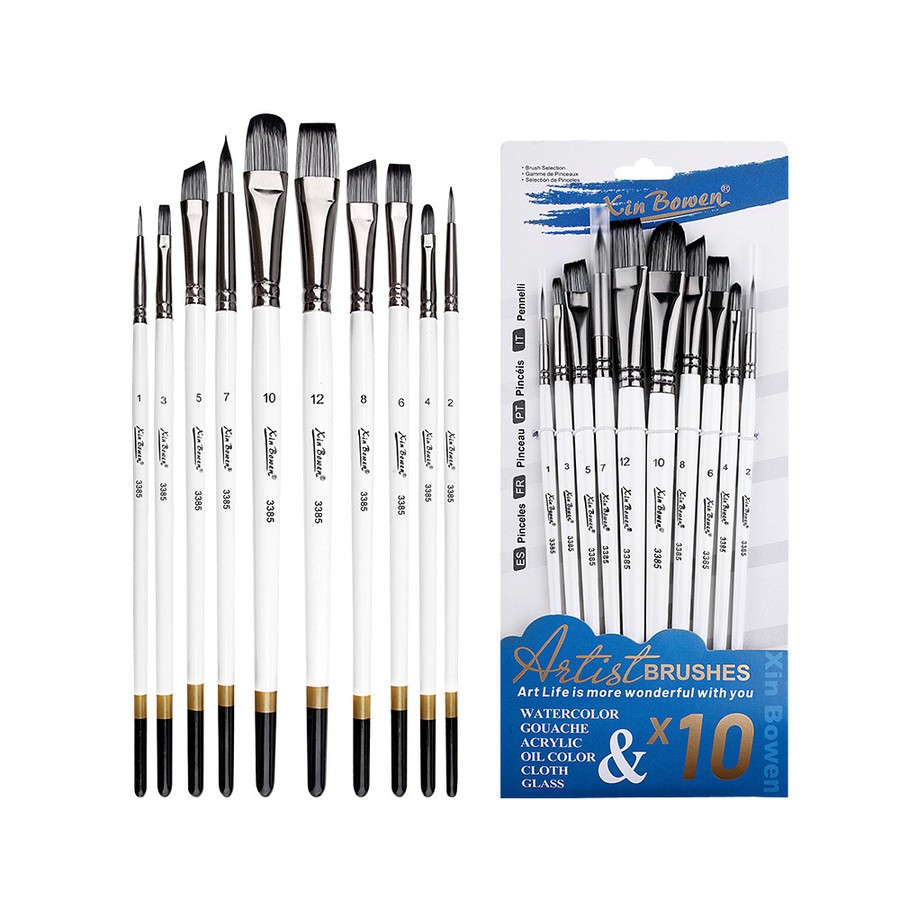 Conjunto De Pincéis Profissionais De 10 Unidades-Cerdas De Nylon Para Acrílico , Óleo , Aquarela