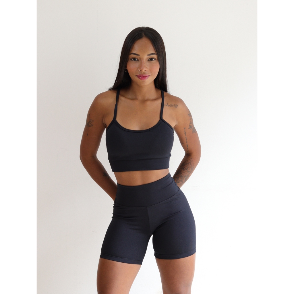 Conjunto Top e Short Alcinha Costa Nadadora Fitness Academia Treino