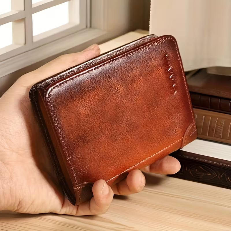Carteira Masculina Couro 100% Legitimo Premium Com Fecho Completo com porta cartão-BT