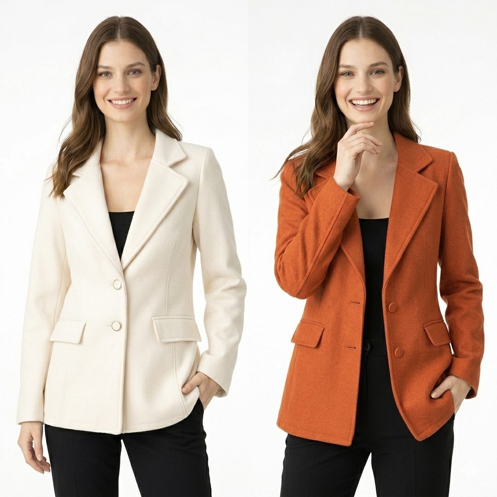 Casaco Blazer Feminino Lã Batida Inverno Social Elegante - botões funcionais