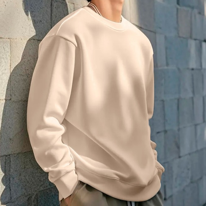 Moletom Careca Gola Redonda Unissex Blusa Frio Inverno Básico Casaco Flanelado Algodão Poliéster