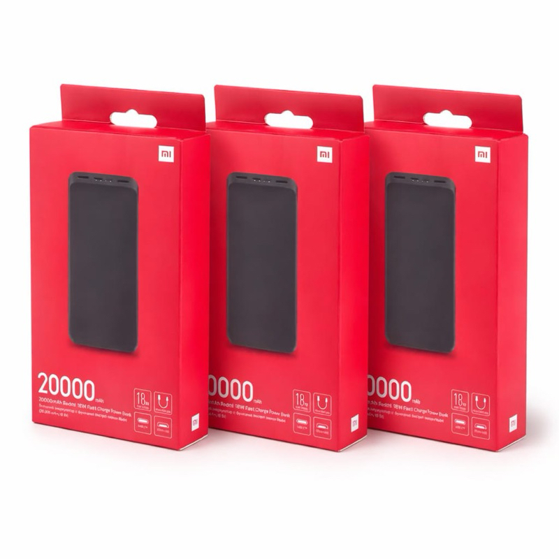 Bateria Portátil Xiaomi 20000mAh 18W Carregamento Rápido Power Bank Original