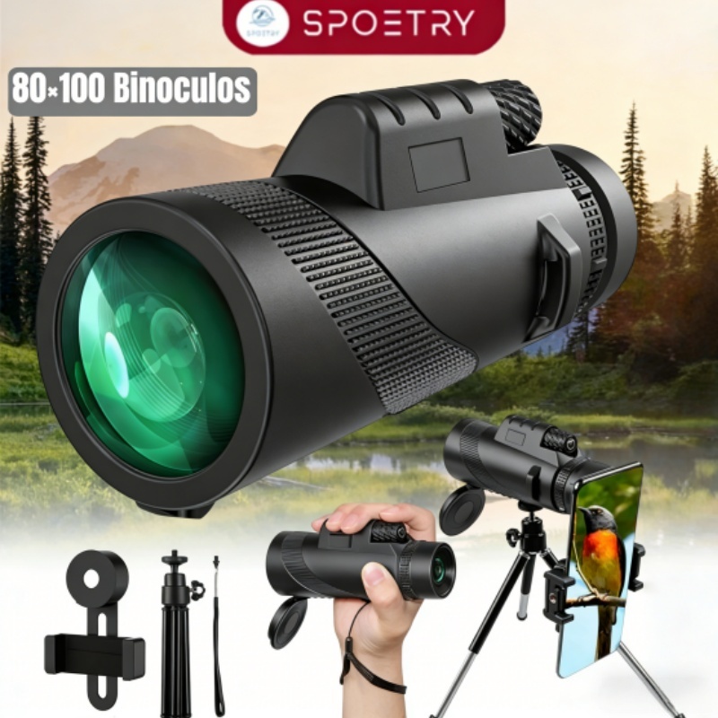 Telescópio Monocular Poderoso com Zoom HD 80x100 Portátil Telescópio de Longo Alcance para Acampamentos e Aventuras