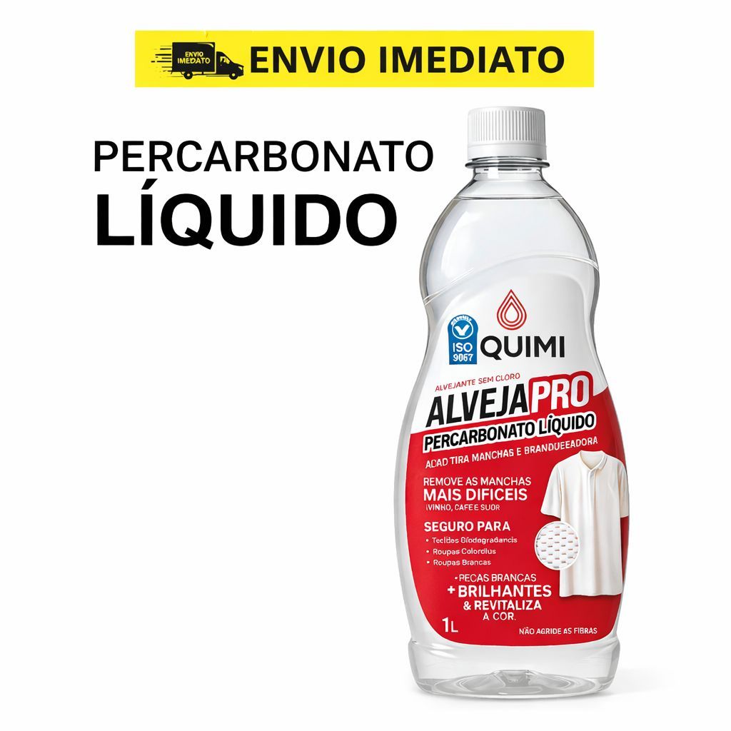 AlvejaPro Percarbonato Líquido 1L Tira Manchas Forte Sem Cloro Para Roupas Brancas e Coloridas + Brilho Intenso