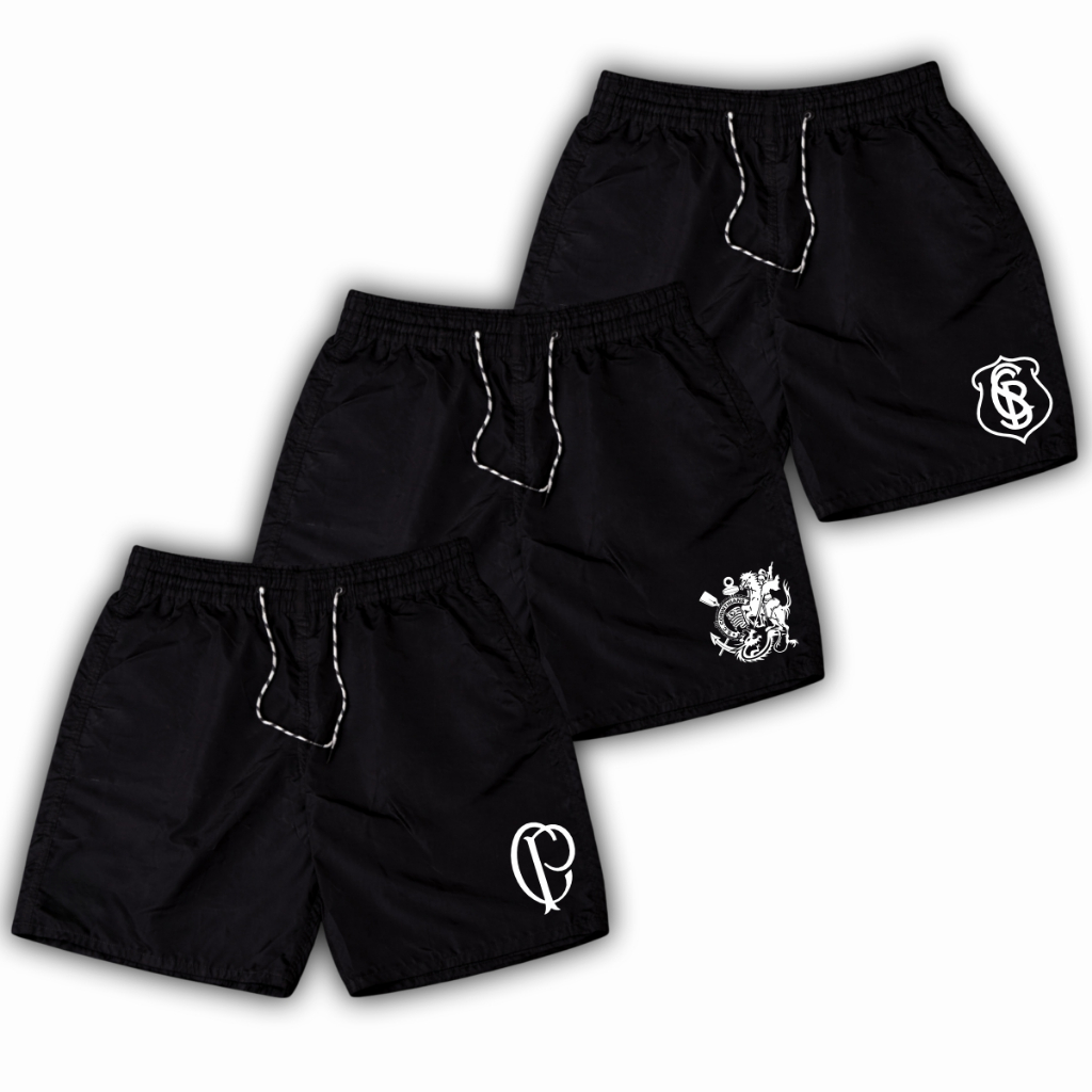 Kit 3 Bermudas Gaviões Da Fiel  02 Tactel Ideal Para Treino Academia Torcida Organizada,Tim3 Do Povo