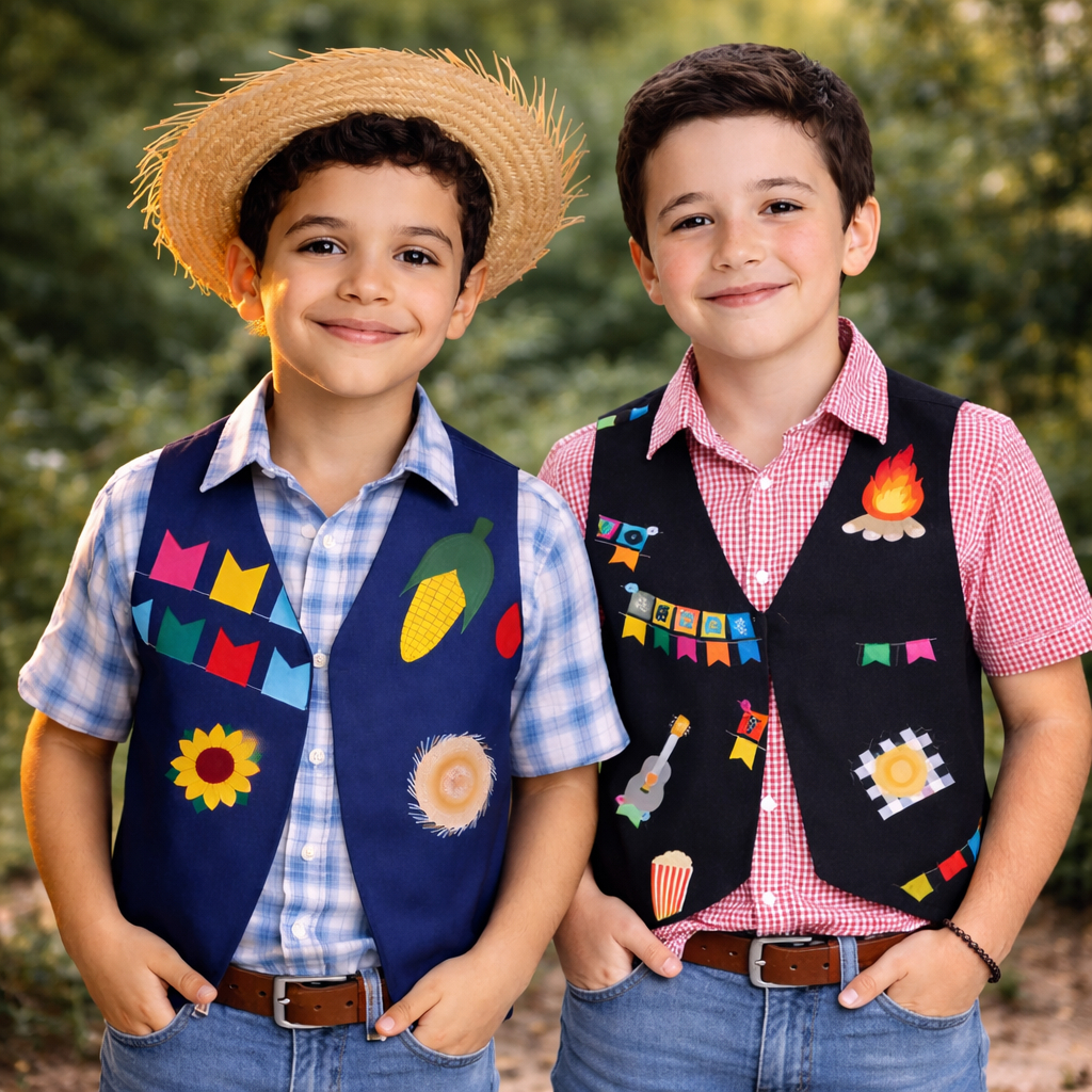 Colete Festa Junina Arraial Unissex Caipira Infantil