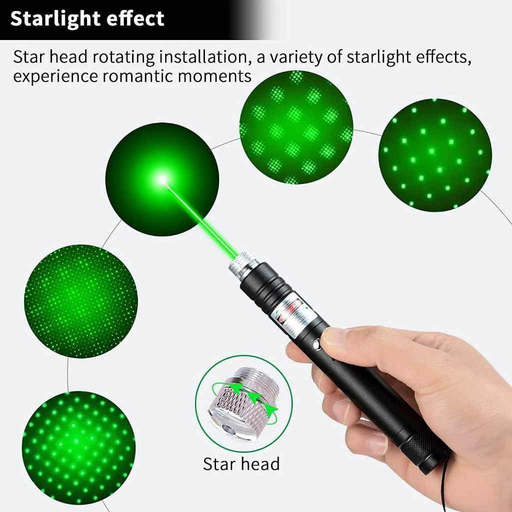 Laser Verde Profissional: Ponteiro Recarregável USB com Foco Ajustável, Alta Potência para Sinalização e Uso Externo