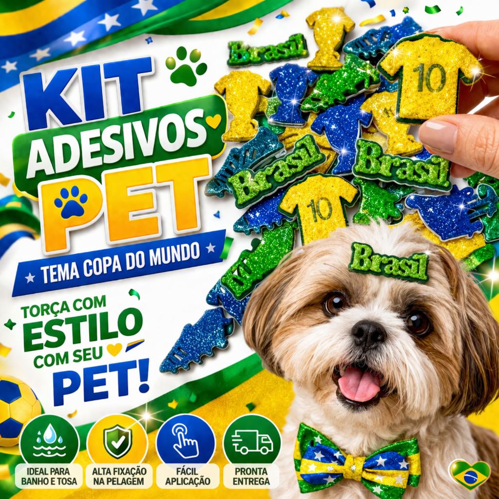 Adesivos Pet COPA DO MUNDO BRASIL PET - ATACADO - Adesivos BRASIL Pet BRASIL Diversos MODELOS