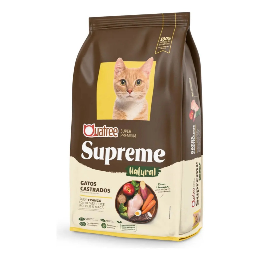 Ração Quatree Supreme Gato Castrado Frango e Batata Doce 10,1 kg