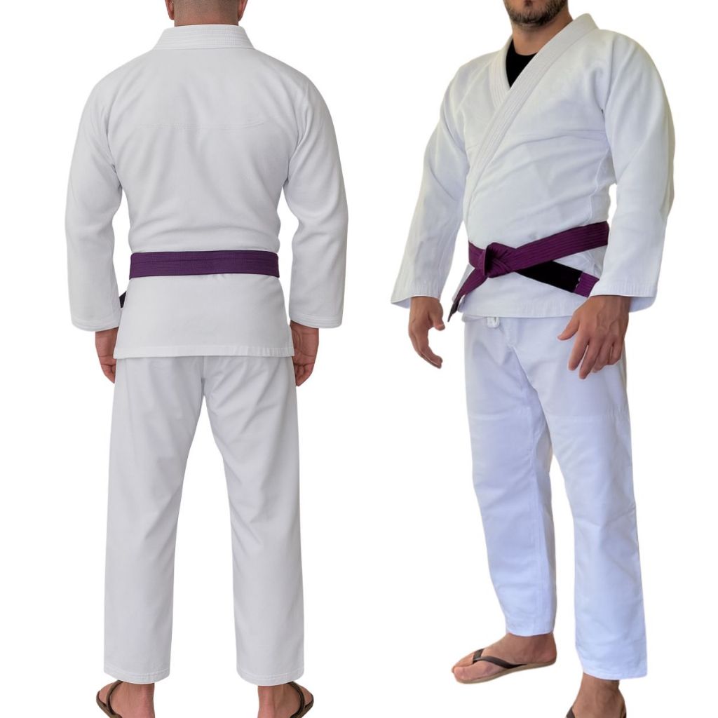 Kimono Jiu Jitsu Trançado Hunter Esportes - Adulto Branco