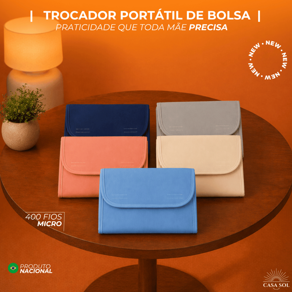 TROCADOR DE BOLSA | TROCADOR PORTÁTIL | ULTRA SLIM |DOBRÁVEL | LISO | PRATICO | CORES