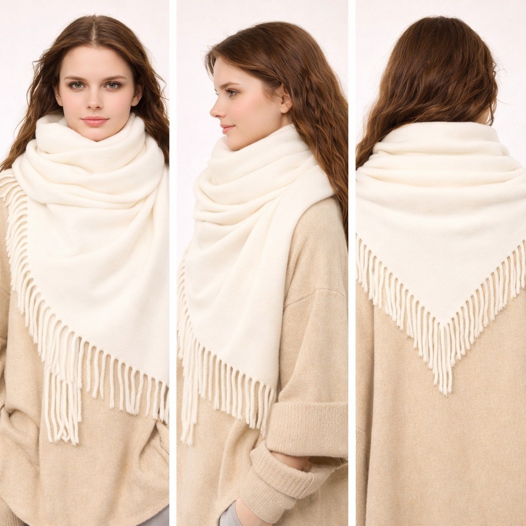 Cachecol Lenço de caxemira outono e inverno xale feminino de cor sólida de borla Com Franja110g-250g ENTREGA RAPIDA