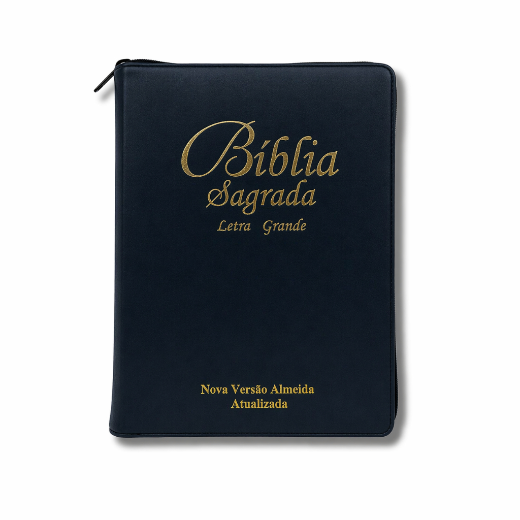 Bíblia Sagrada - Evangélica Letra Grande  || Capa Couro Luxo + Zíper | Nova Versão Almeida Atualizada