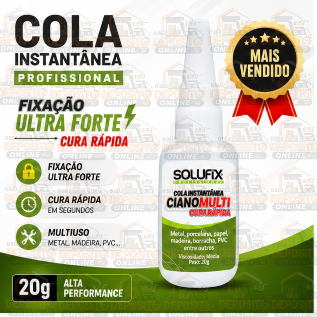Cola Instantânea Extra Forte 20g Alta Viscosidade Secagem Rápida Multiuso Metal Madeira Plástico Super Cola