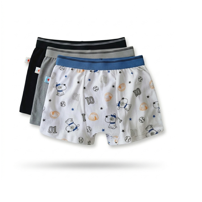 kit Cueca infantil desfralde bebê treinamento boxer-2 unidades algodão 02 a 03 anos