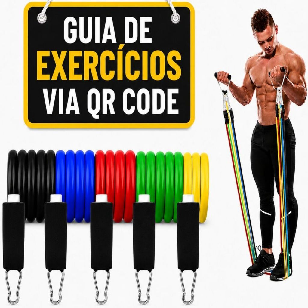 Kit Treino em Casa: Elásticos Extensores 11 Ítens | Fitness  Musculação Fisioterapia