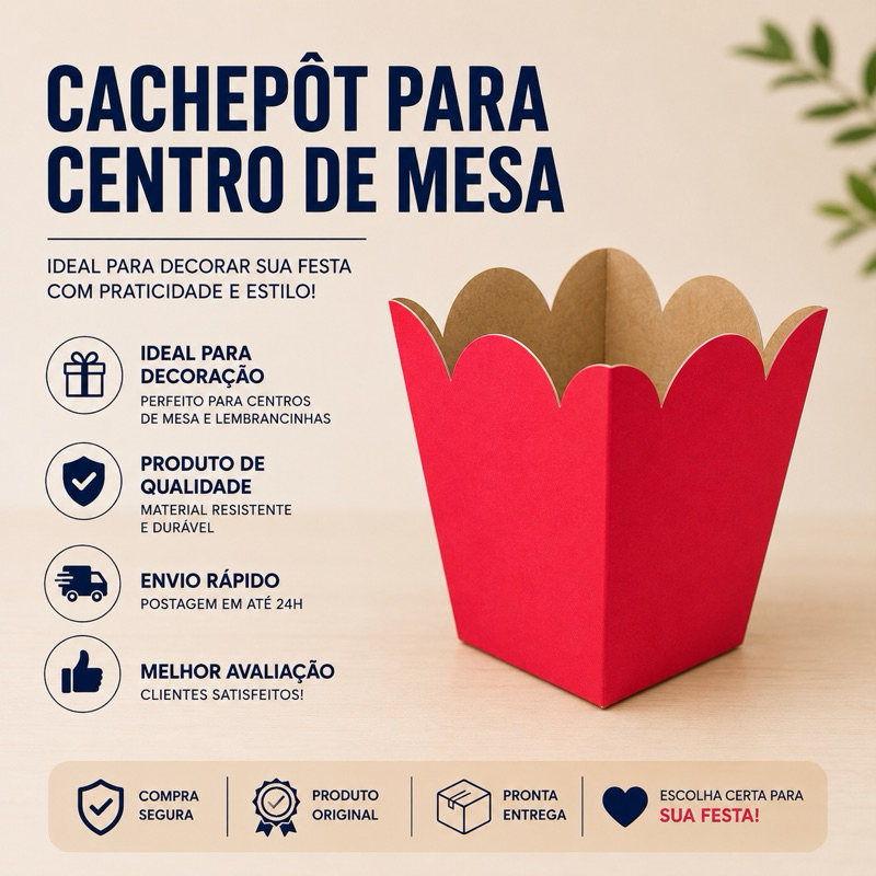Cachepot papel cartonado para centro de mesa 9x9 - Lembrancinha - Festa - Decoração