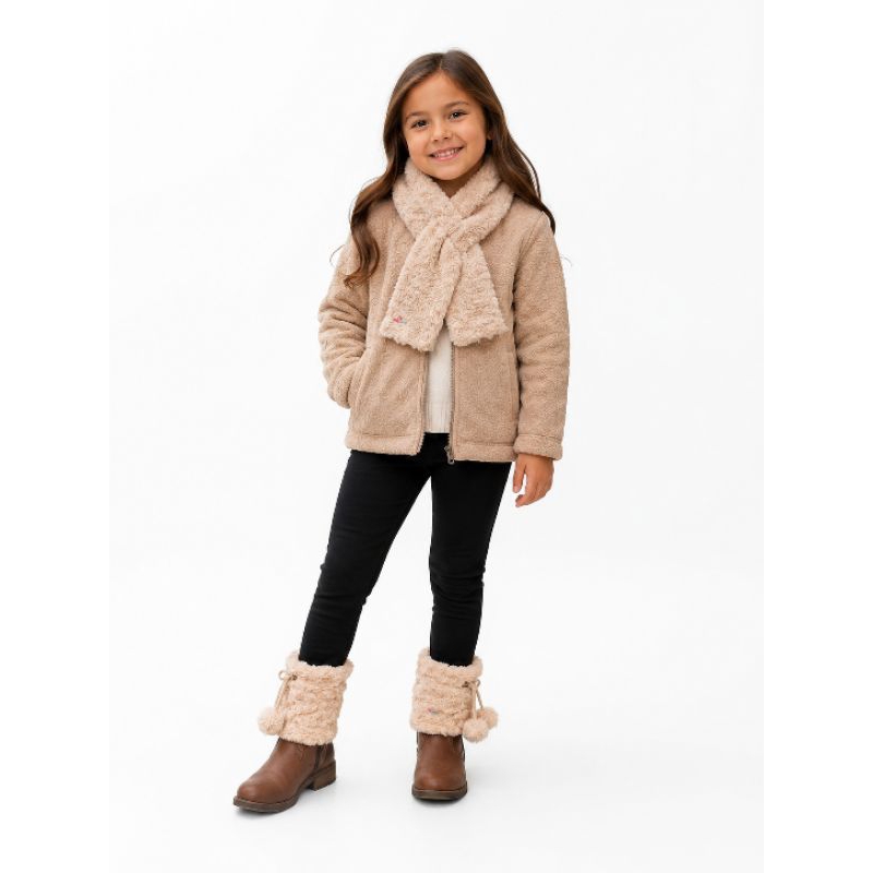Polaina pelúcia mais cachêcol infantil inverno
