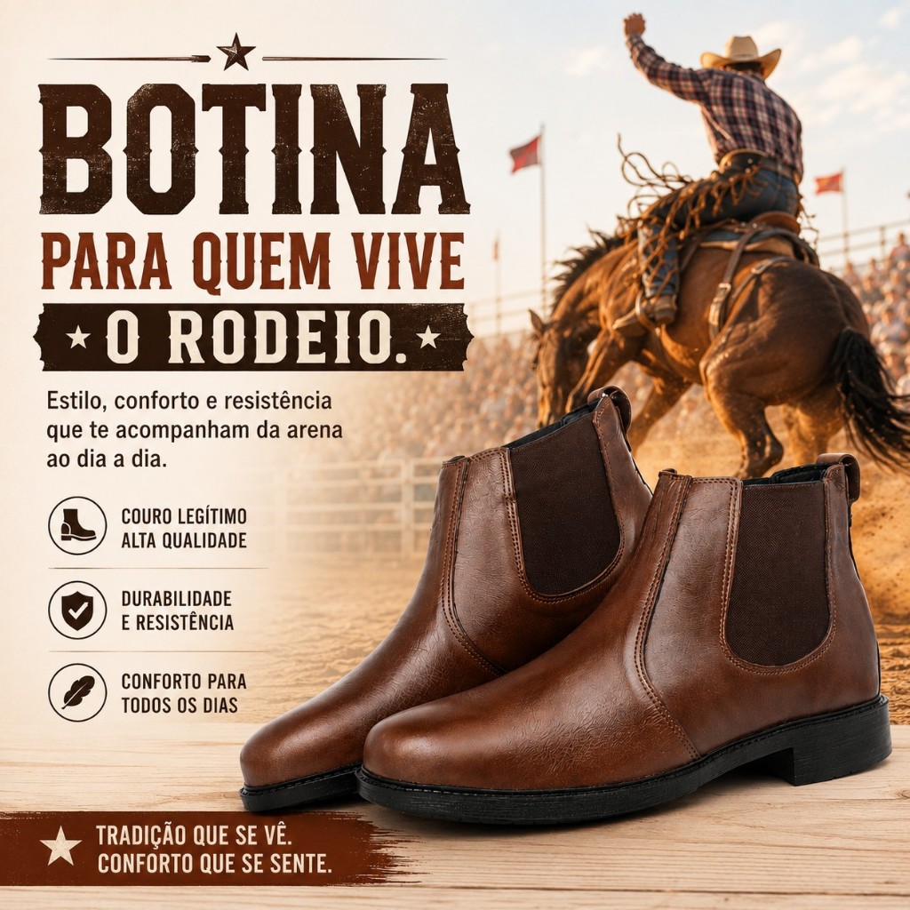 Bota Masculina Antiestresse Botina Ortopédica Palmilha  Zíper Couro Legítimo