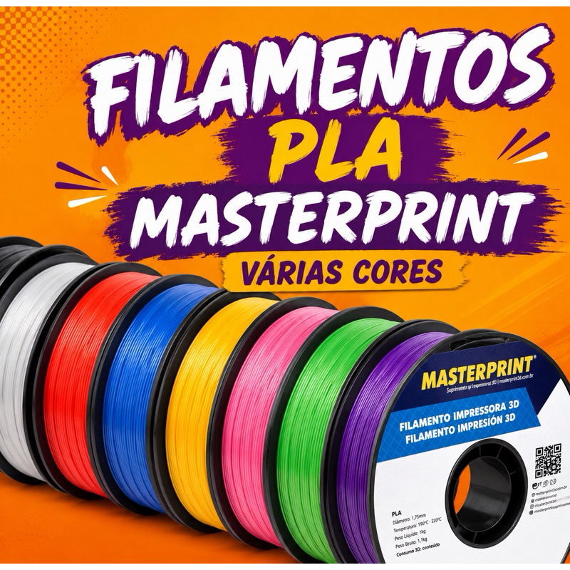 Filamento PLA MasterPrint Premium 1Kg 1.75mm Alta Precisão | Impressora 3D l Várias Cores