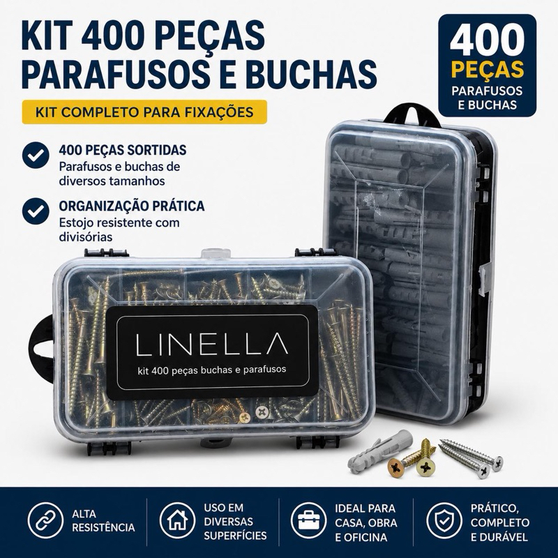 Kit 400 Peças Parafusos e Buchas – Multiuso