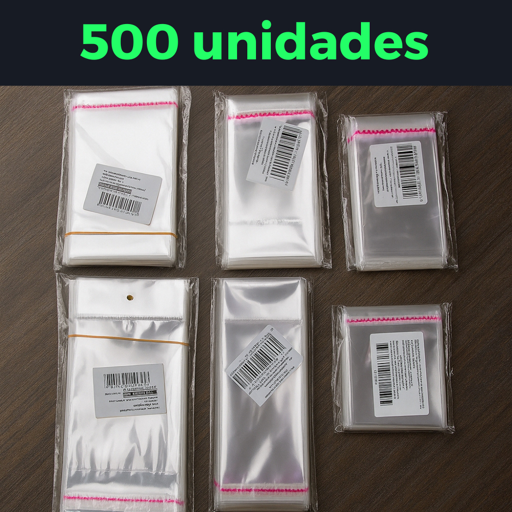Saco Adesivado Transparente Kit 500 Unidades Saquinho Adesivo Embalagem