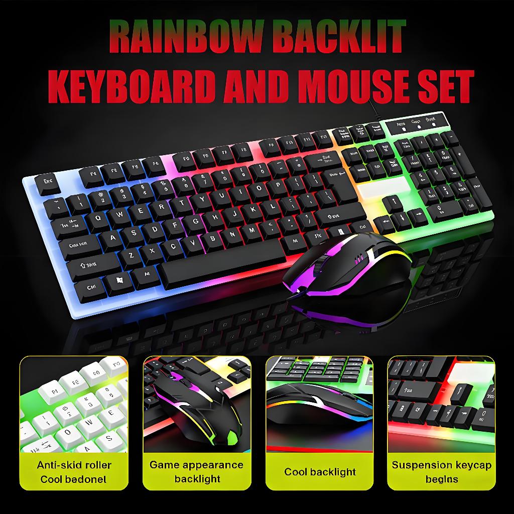 Kit Gamer Teclado e Mouse - Teclado Semi Mecânico, Mouse 3200DPI e Iluminação RGB H8