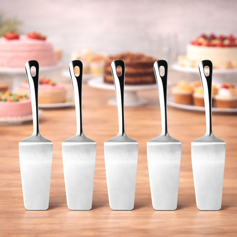 KIT 5 Espatula Reta GRANDE Para Pudim Bolo Doce 100% Aço Inox Para Casa Restaurante Buffet Doceria