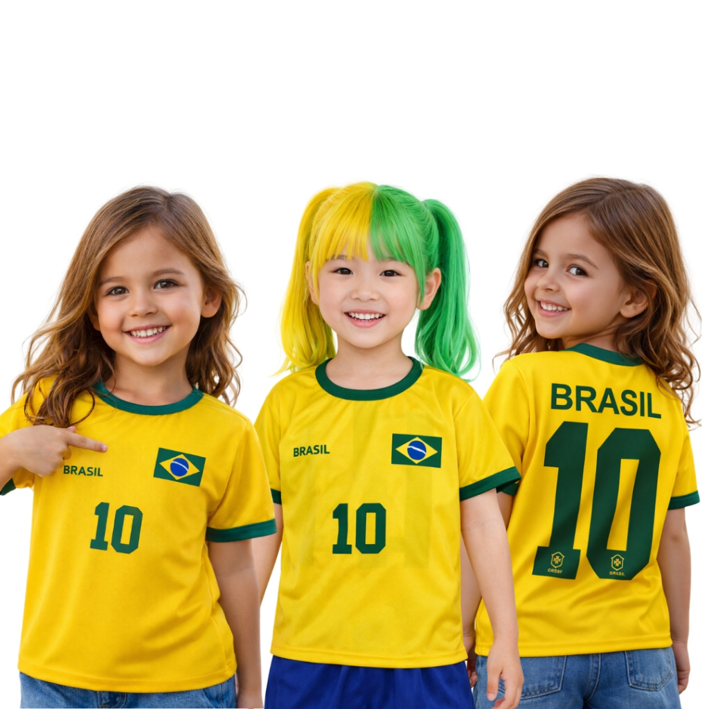 Camiseta Infantil Menina Brasil – Estilo e Conforto 2 ao 8 Anos