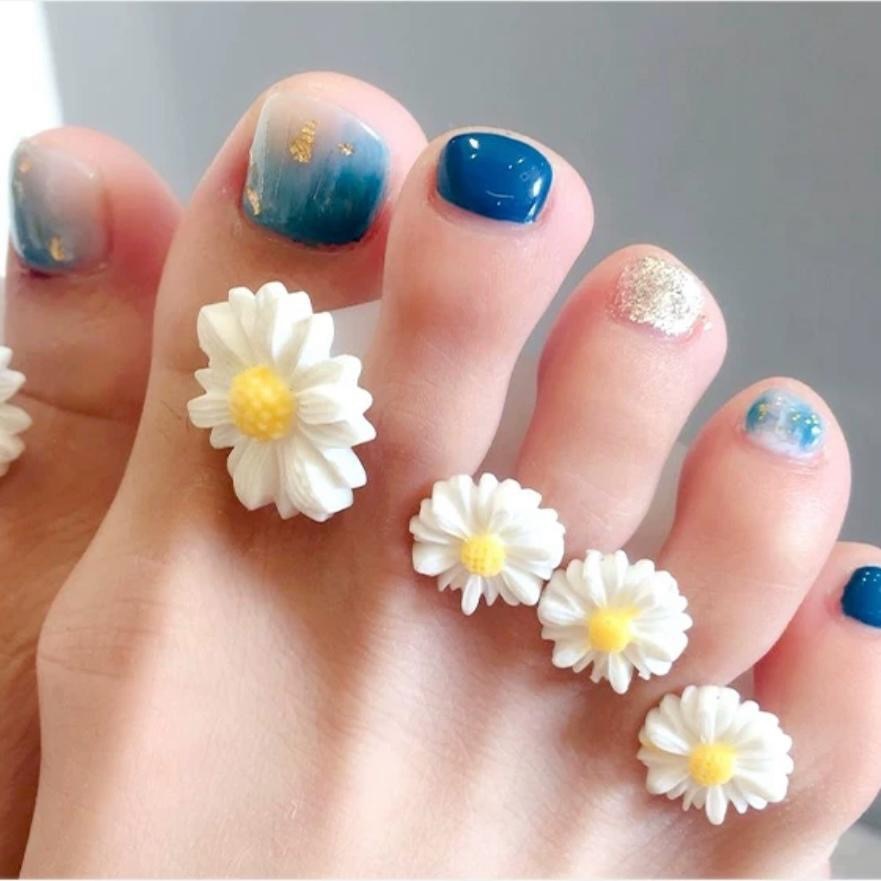8 Peças Separador de Dedos Silicone Flor Margarida Luxo Pedicure Nail Art Estilo Japonês
