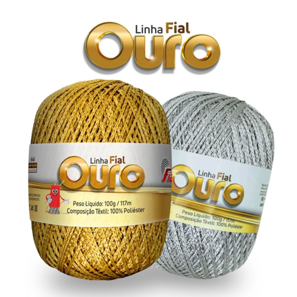 Linha Fial Ouro 117m Dourado Prata, Crochê, Tricô, Artesanato